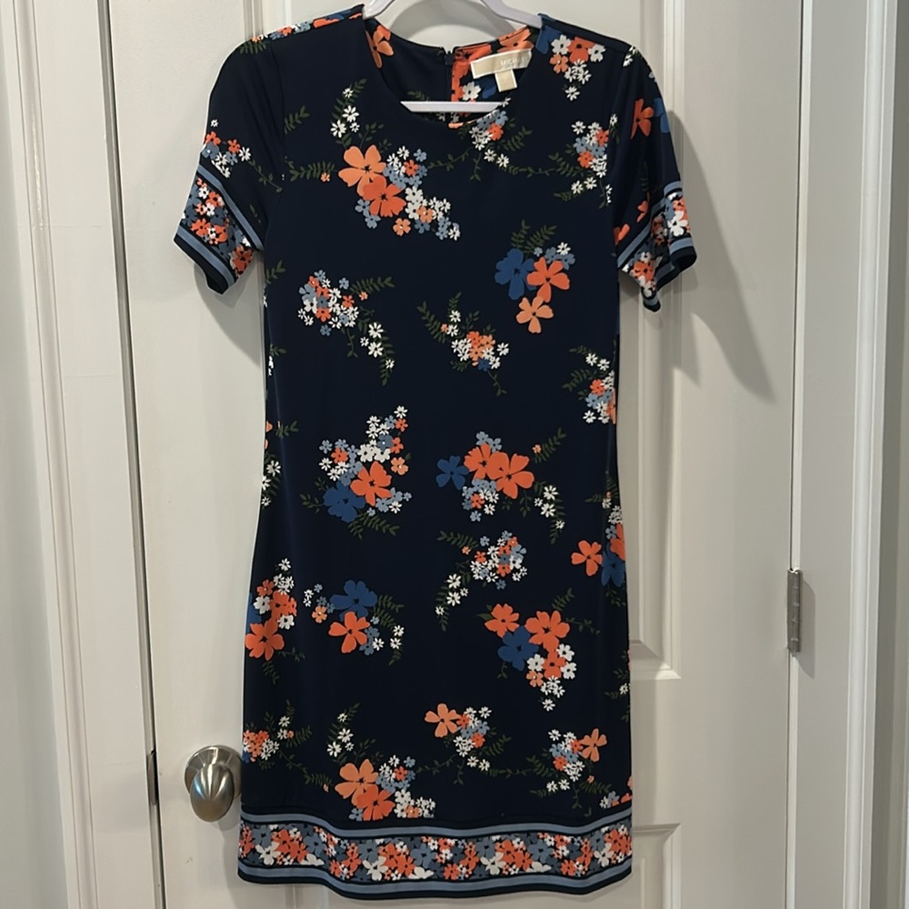 Michael Kors NWOT navy dress small dainty flowers sz S stretchy